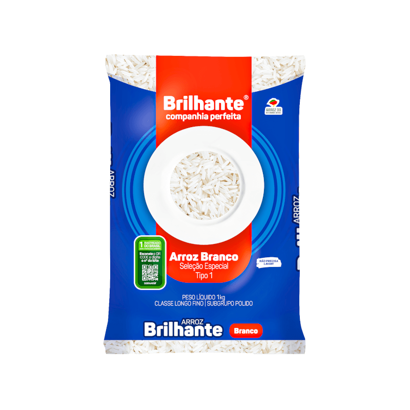 Arroz Branco BRILHANTE Tipo 1 Pacote 1kg
