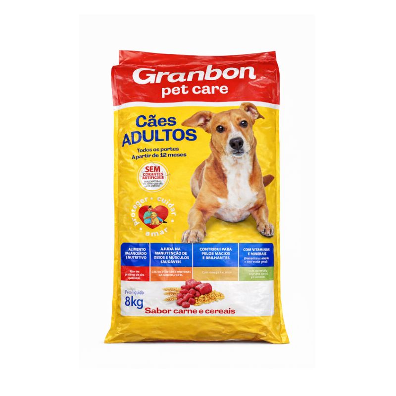 RaÃ§Ã£o para CÃ£es Adultos Granbon Pet Care Carne e Cereais Pacote 8kg.jpg
