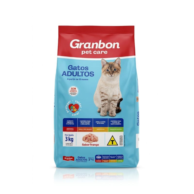 RaÃ§Ã£o para Gatos Adultos Granbon Pet Care Frango Pacote 3kg.jpg