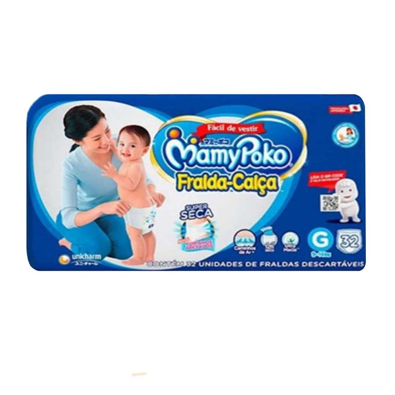 Fralda-Calca-Descartavel-Infantil-MAMYPOKO-Super-Seca-Tamanho-G-Pacote-32-Un
